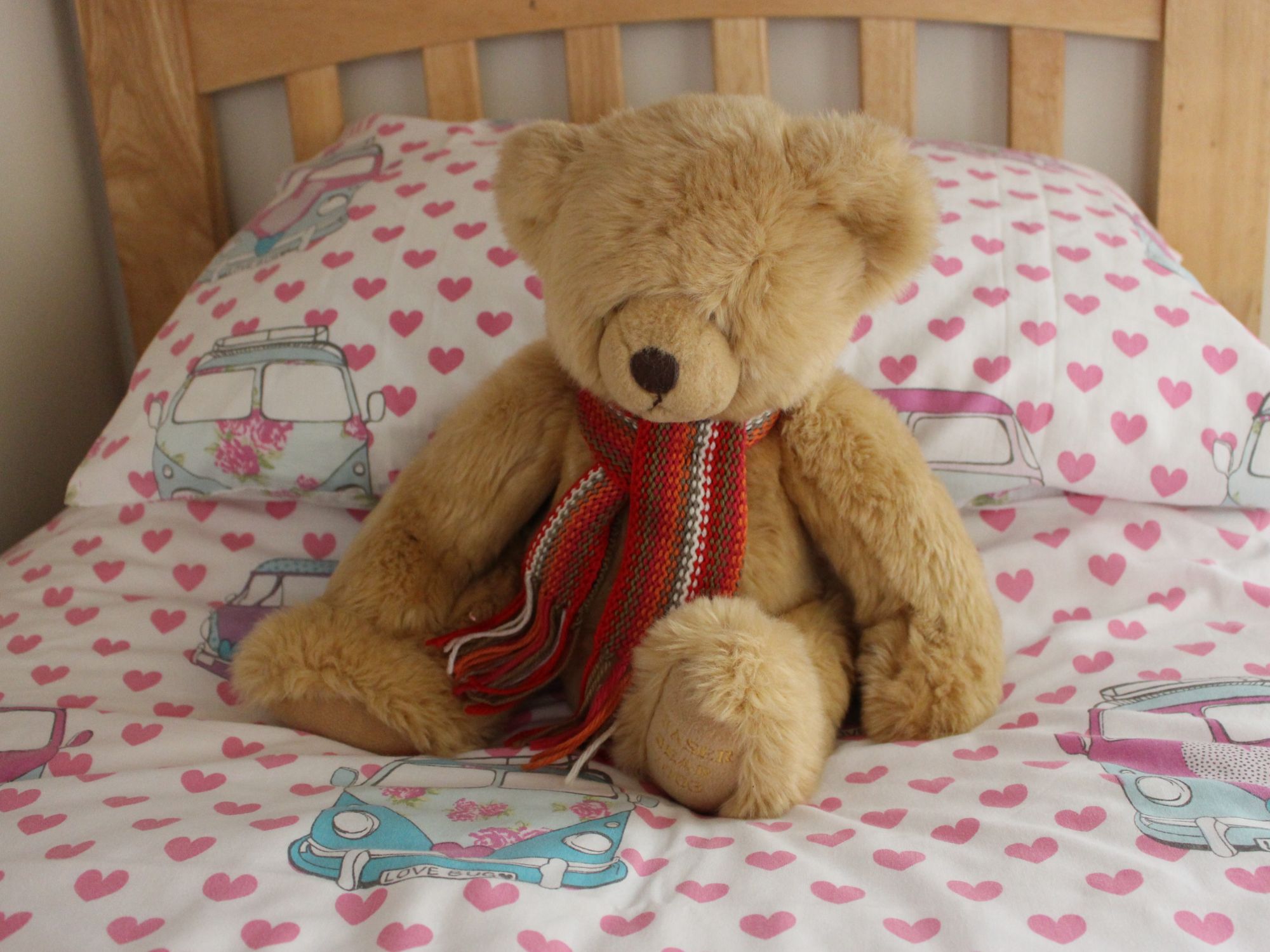 Teddy bear toy on bed